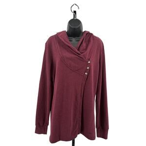 Danskin Wrap Sweatshirt WMNS XL #1070669 Burgundy Cotton Blend Asymmetrical